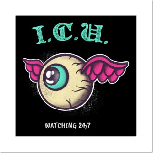 I.C.U. Watching Eye Wings Eybeall Tattoo Posters and Art